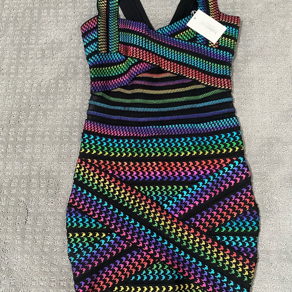 KatieJ NYC Tween rainbow bandage dress.  Size XL